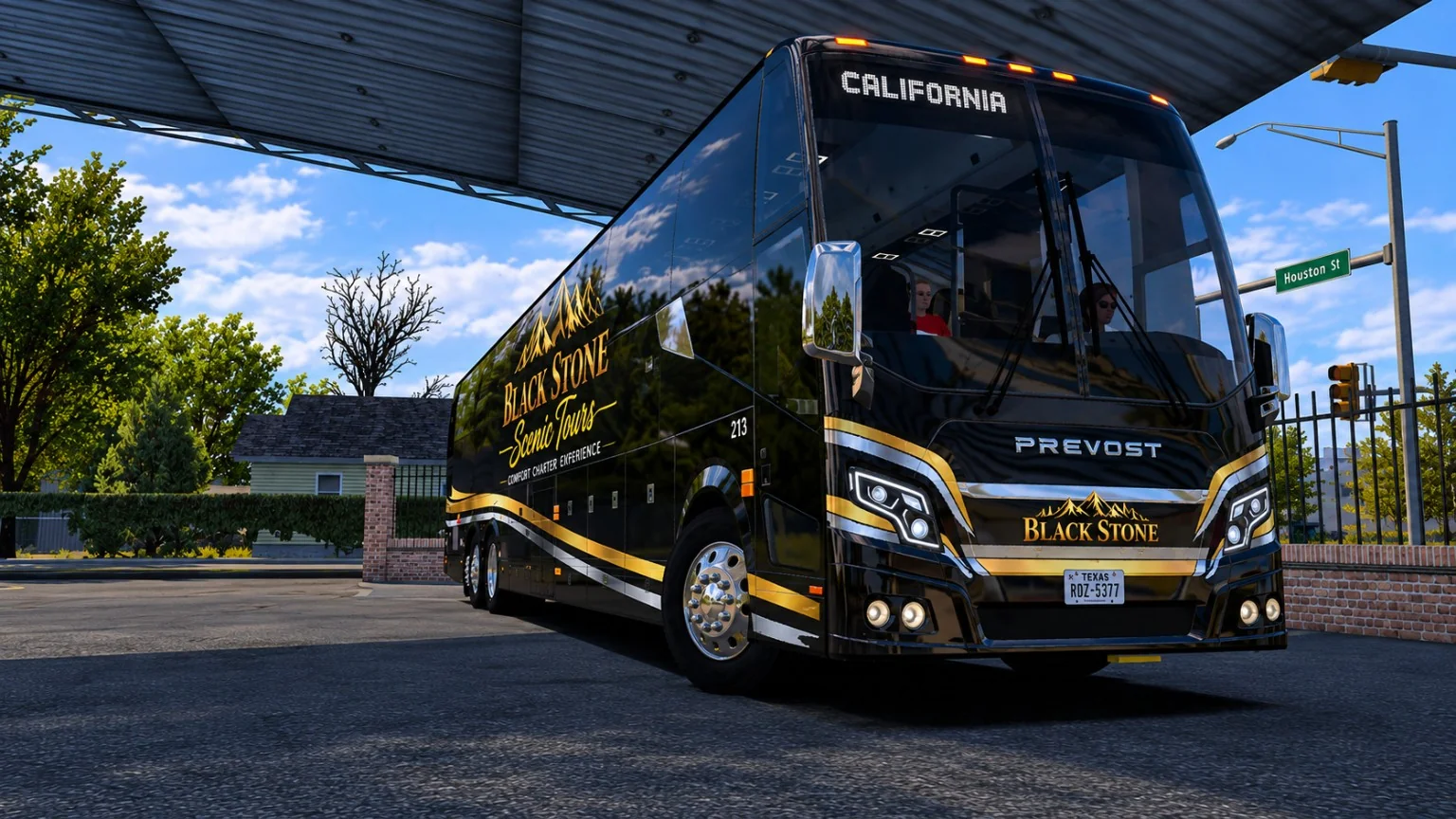 Blackstone Scenic Tours black and gold Prevost motorcoach